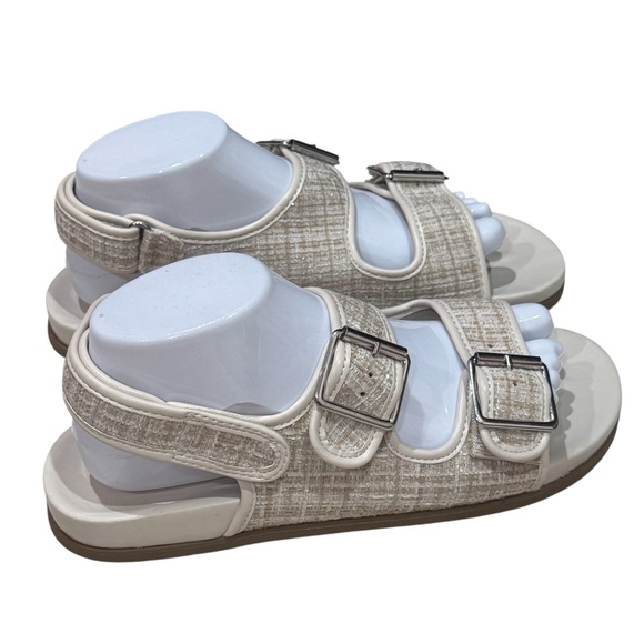 NWOT Seychelles Bobbie Ivory Tweed Strappy Hook and Loop Sandals Old Money 8.5 - Picture 7 of 11
